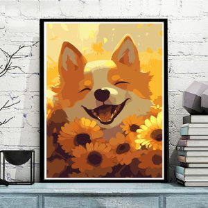 Kit de Pintura Perrito entre Girasoles