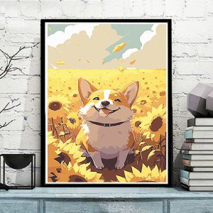 Kit de Pintura Perrito entre Girasoles Cuerpo Completo