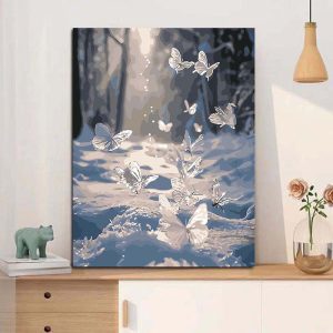 Kit de pintura Mariposas blancas en nieve