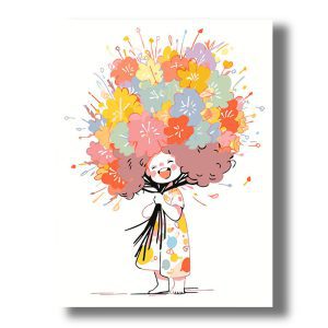 Kit de pintura de niña con cabello colorido de flores