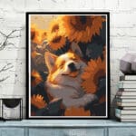 Kit de Pintura Perrito de lado entre Girasoles