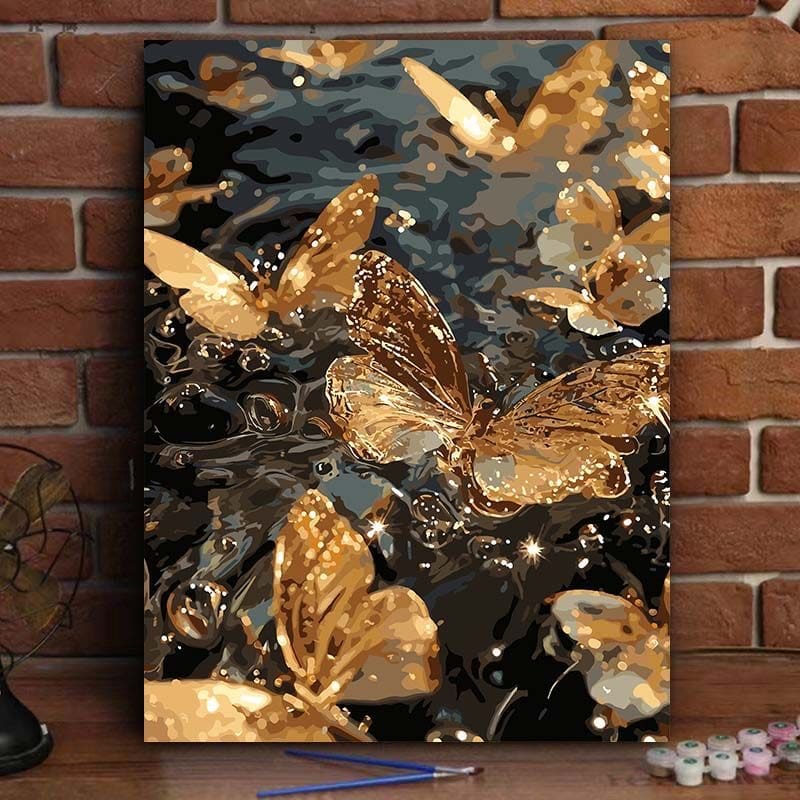 Kit-de-pintura-Mariposas-doradas Kit de pintura Mariposas doradas - Image 1