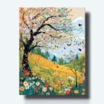 Kit de pintura de árbol colorido y paisaje