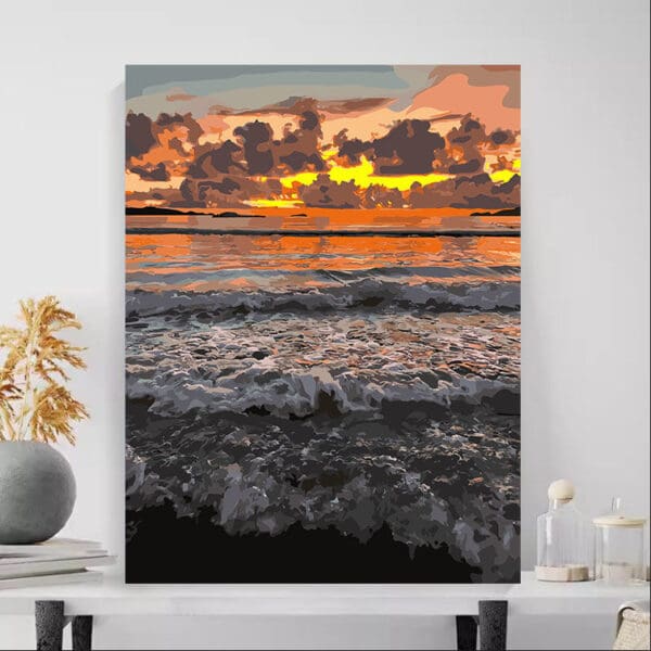 Kit de pintura de atardecer en la playa