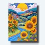 Kit de pintura de girasoles y montañas
