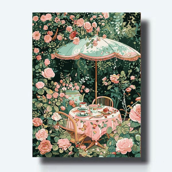 Kit de pintura jardín de flores y té