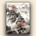 Kit de pintura montañas y templo chino
